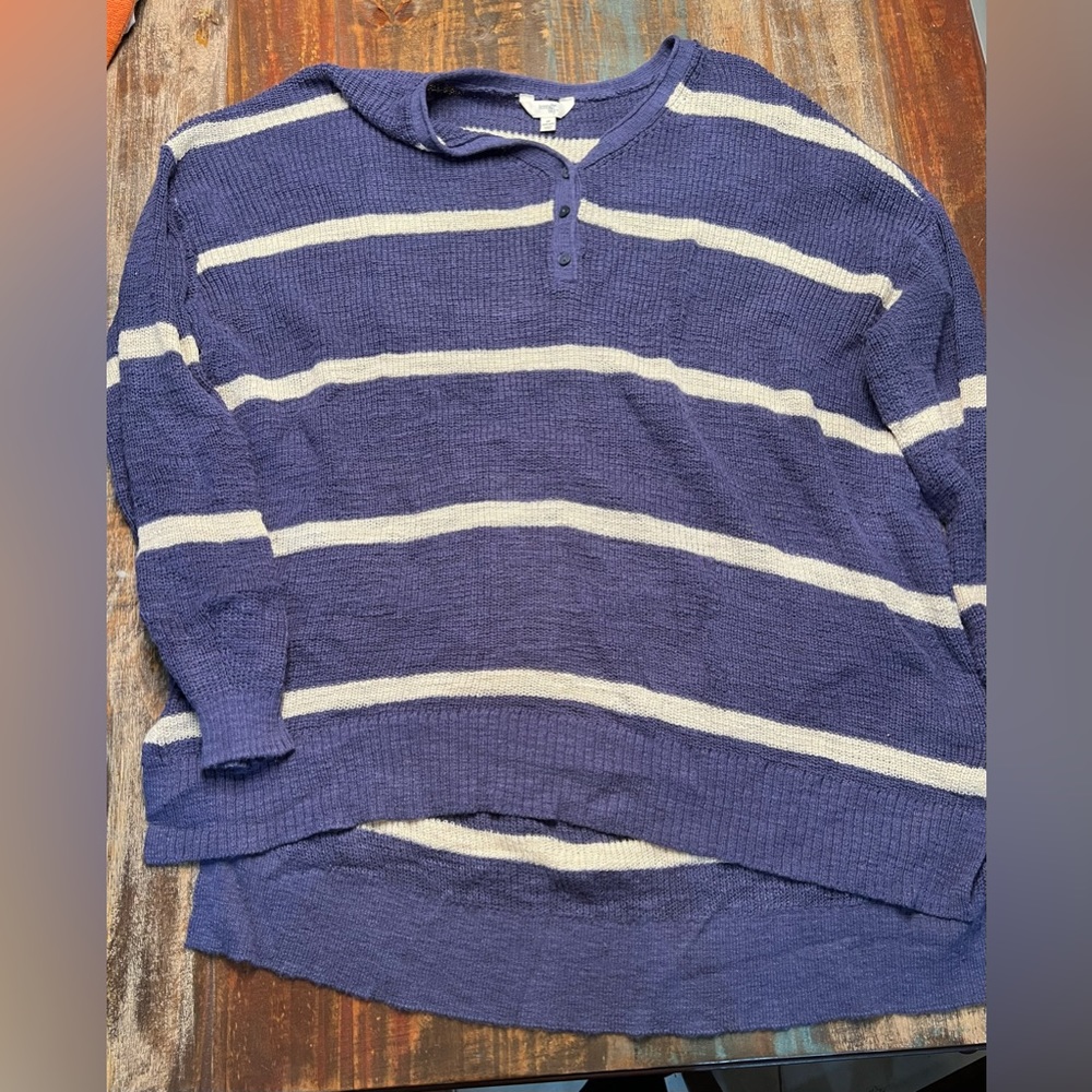 Terra & Sky Women’s Blue Striped Sweater Dress Size 2xl